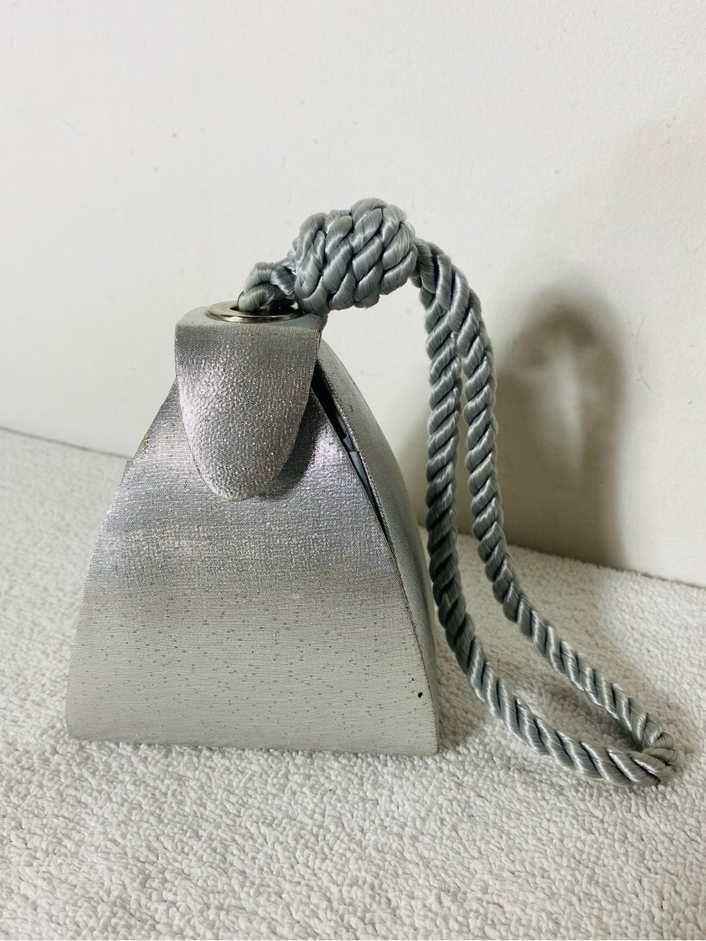 Vintage Silver Geometric Shimmer Mini Purse Magnetic Snap Statement Wristlet